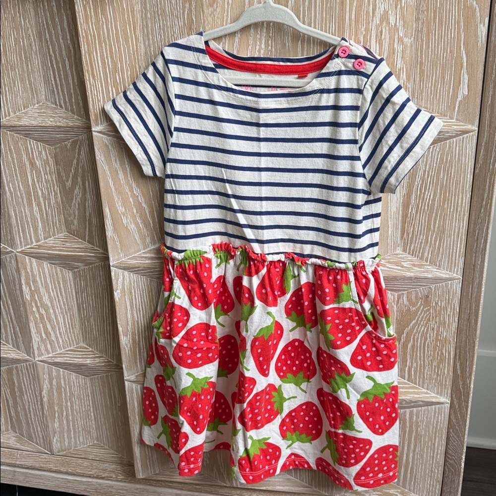 Mini Boden Blue and Red Striped Dress. Size 5-6